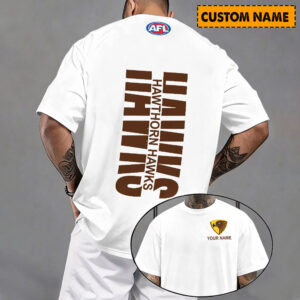 Auspiritmerch Hawthorn Hawks Casual T-Shirt Custom Name Gift For Fan