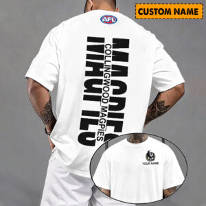 Auspiritmerch Collingwood Magpies Casual T-Shirt Custom Name Gift For Fan