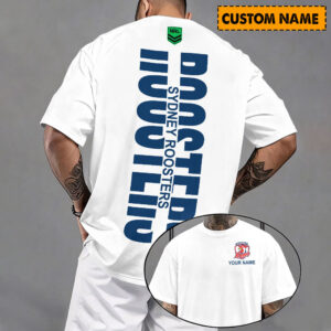 Auspiritmerch Sydney Roosters Casual T-Shirt Custom Name Gift For Fan