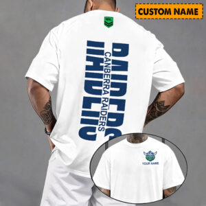 Auspiritmerch Canberra Raiders Casual T-Shirt Custom Name Gift For Fan