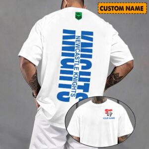 Auspiritmerch Newcastle Knights Casual T-Shirt Custom Name Gift For Fan