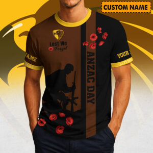 Auspiritmerch Hawthorn Hawks x Australia Anzac Day Lest We Forget T-Shirt Custom Name Gift For Fan