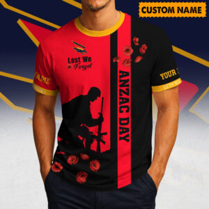 Auspiritmerch Adelaide Crows x Australia Anzac Day Lest We Forget T-Shirt Custom Name Gift For Fan