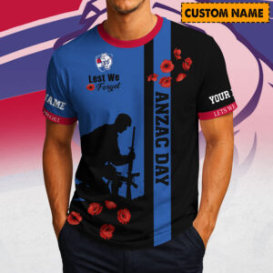 Auspiritmerch Western Bulldogs x Australia Anzac Day Lest We Forget T-Shirt Custom Name Gift For Fan