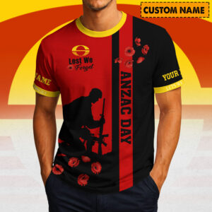 Auspiritmerch Gold Coast Suns x Australia Anzac Day Lest We Forget T-Shirt Custom Name Gift For Fan