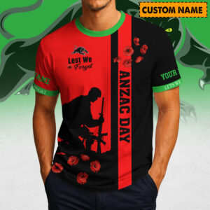 Auspiritmerch Penrith Panthers x Australia Anzac Day Lest We Forget T-Shirt Custom Name Gift For Fan