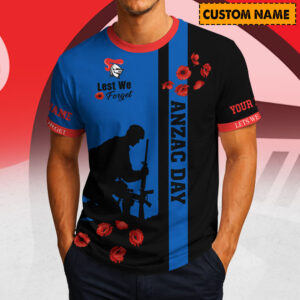 Auspiritmerch Newcastle Knights x Australia Anzac Day Lest We Forget T-Shirt Custom Name Gift For Fan