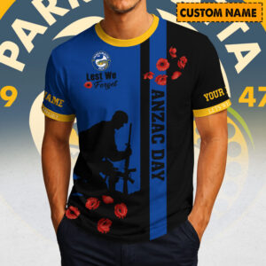Auspiritmerch Parramatta Eels x Australia Anzac Day Lest We Forget T-Shirt Custom Name Gift For Fan