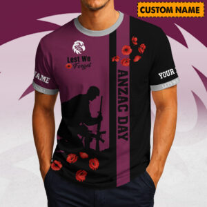 Auspiritmerch Manly Warringah Sea Eagles x Australia Anzac Day Lest We Forget T-Shirt Custom Name Gift For Fan