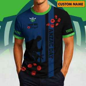 Auspiritmerch Canberra Raiders x Australia Anzac Day Lest We Forget T-Shirt Custom Name Gift For Fan