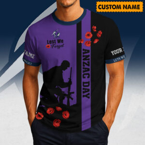 Auspiritmerch Melbourne Storm x Australia Anzac Day Lest We Forget T-Shirt Custom Name Gift For Fan