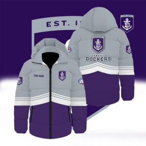 Auspiritmerch Fremantle Dockers Waterproof Thickened Down Jacket Custom Name Gifts For Fan