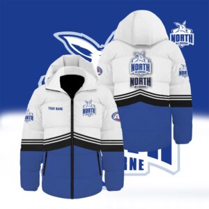 Auspiritmerch North Melbourne Waterproof Thickened Down Jacket Custom Name Gifts For Fan
