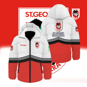Auspiritmerch St. George Illawarra Dragons Waterproof Thickened Down Jacket Custom Name Gifts For Fan