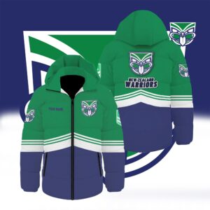 Auspiritmerch New Zealand Warriors Waterproof Thickened Down Jacket Custom Name Gifts For Fan