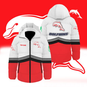 Auspiritmerch Redcliffe Dolphins Waterproof Thickened Down Jacket Custom Name Gifts For Fan