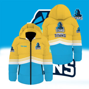 Auspiritmerch Gold Coast Titans Waterproof Thickened Down Jacket Custom Name Gifts For Fan