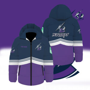 Auspiritmerch Melbourne Storm Waterproof Thickened Down Jacket Custom Name Gifts For Fan