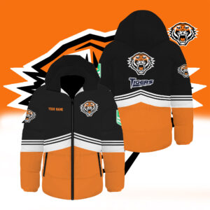 Auspiritmerch Wests Tigers Waterproof Thickened Down Jacket Custom Name Gifts For Fan