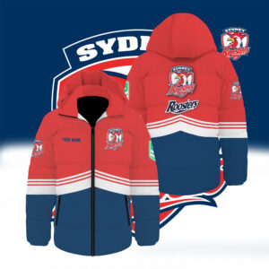 Auspiritmerch Sydney Roosters Waterproof Thickened Down Jacket Custom Name Gifts For Fan