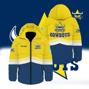 Auspiritmerch North Queensland Cowboys Waterproof Thickened Down Jacket Custom Name Gifts For Fan