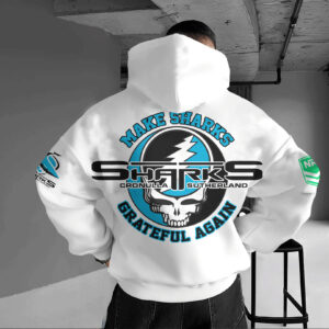 Auspiritmerch Cronulla-Sutherland Sharks x Grateful Again Hoodie Custom Name Gifts For Fan