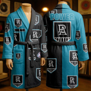 Auspiritmerch Port Adelaide Fleece Bathrobe Custom Name Gift For Fan