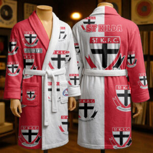Auspiritmerch St Kilda Saints Fleece Bathrobe Custom Name Gift For Fan