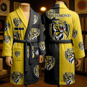 Auspiritmerch Richmond Tigers Fleece Bathrobe Custom Name Gift For Fan