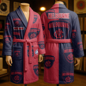 Auspiritmerch Melbourne Demons Fleece Bathrobe Custom Name Gift For Fan