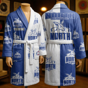 Auspiritmerch North Melbourne Fleece Bathrobe Custom Name Gift For Fan