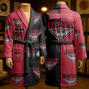 Auspiritmerch Essendon Fleece Bathrobe Custom Name Gift For Fan