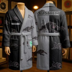 Auspiritmerch Penrith Panthers Fleece Bathrobe Custom Name Gift For Fan