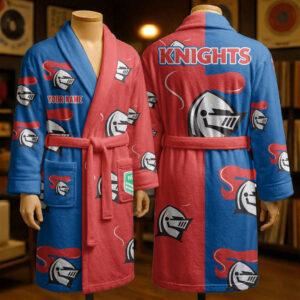 Auspiritmerch Newcastle Knights Fleece Bathrobe Custom Name Gift For Fan