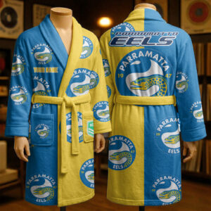 Auspiritmerch Parramatta Eels Fleece Bathrobe Custom Name Gift For Fan