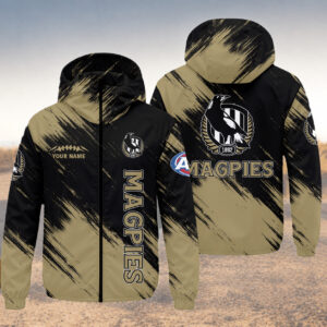 Auspiritmerch Collingwood Magpies Windbreaker Jacket Custom Name Daily Casual Fashion