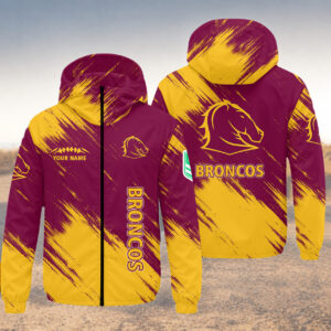Auspiritmerch Brisbane Broncos Windbreaker Jacket Custom Name Daily Casual Fashion