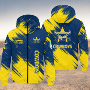 Auspiritmerch North Queensland Cowboys Windbreaker Jacket Custom Name Daily Casual Fashion