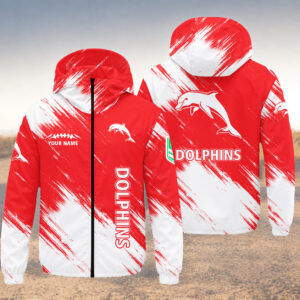 Auspiritmerch Redcliffe Dolphins Windbreaker Jacket Custom Name Daily Casual Fashion