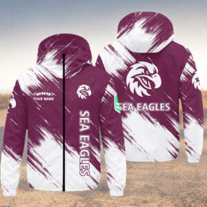 Auspiritmerch Manly Warringah Sea Eagles Windbreaker Jacket Custom Name Daily Casual Fashion