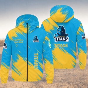 Auspiritmerch Gold Coast Titans Windbreaker Jacket Custom Name Daily Casual Fashion