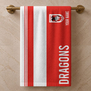 Auspiritmerch St. George Illawarra Dragons Premium Bath/ Beach Towel Personalized Gift For Fan