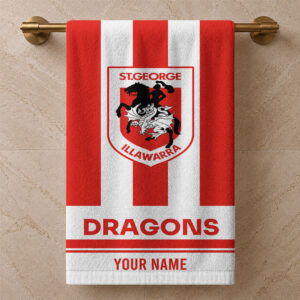 Auspiritmerch St. George Illawarra Dragons Premium Bath/ Beach Towel Personalized Gift For Fan