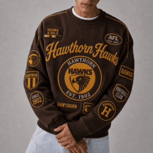 Auspiritmerch Hawthorn Hawks Sweatshirt Custom Name Daily Casual Fashion