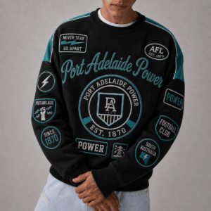 Auspiritmerch Port Adelaide Sweatshirt Custom Name Daily Casual Fashion