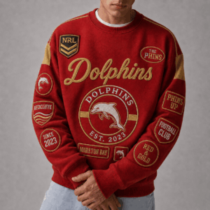 Auspiritmerch Redcliffe Dolphins Sweatshirt Custom Name Daily Casual Fashion