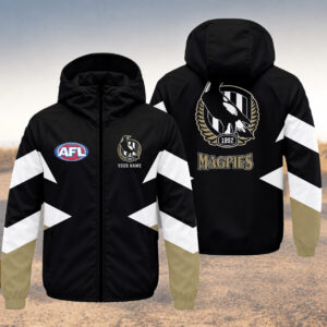 Auspiritmerch Collingwood Magpies Windbreaker Jacket Custom Name Daily Casual Fashion