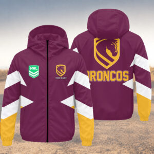 Auspiritmerch Brisbane Broncos Windbreaker Jacket Custom Name Daily Casual Fashion