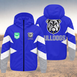 Auspiritmerch Canterbury-Bankstown Bulldogs Windbreaker Jacket Custom Name Daily Casual Fashion