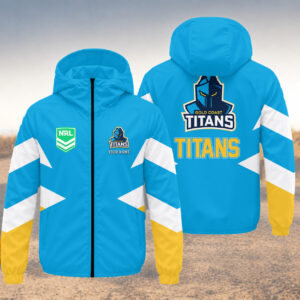 Auspiritmerch Gold Coast Titans Windbreaker Jacket Custom Name Daily Casual Fashion